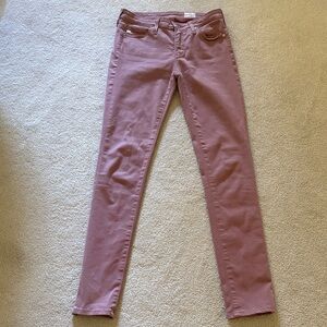 AG The Prima cigarette leg jeans in dusty blush color